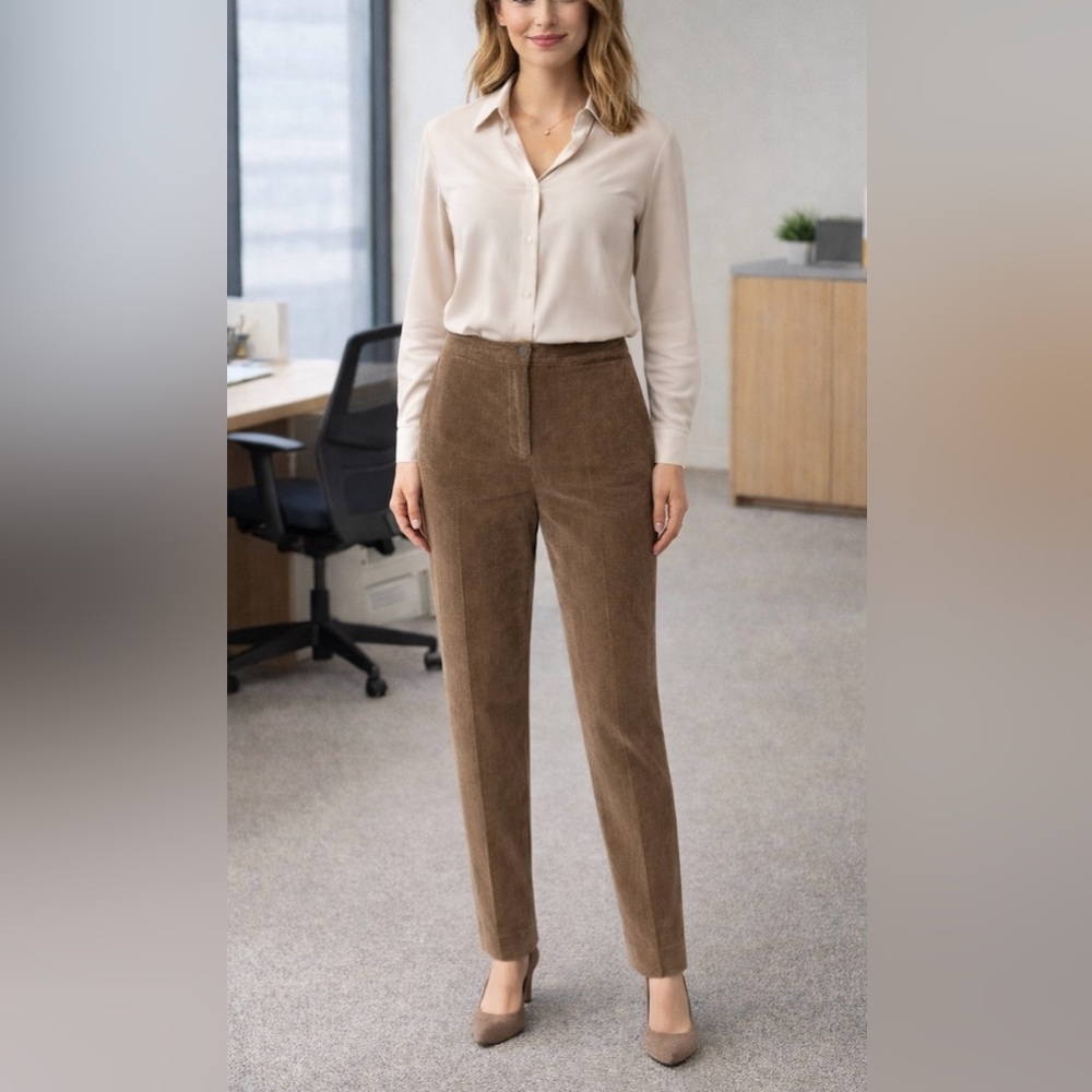 Piazza Sempione Corduroy Straight-Leg Cropped Brown Pants Size 4 US 40 Italy